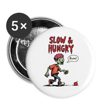Slow & Hungry Zombie Comic - Buttons groß 56 mm (5er Pack) - Weiß - Vorne