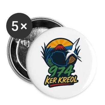 Kultiges Ker Kreol 974 Insel 01 - Buttons groß 56 mm (5er Pack) - Weiß - Vorne