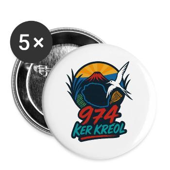 Ker Kreol 974 Ikonische Insel 02 - Buttons groß 56 mm (5er Pack) - Weiß - Vorne
