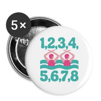 Synchronschwimmen Kunstschwimmen Wassersport - Buttons groß 56 mm (5er Pack) - Weiß - Vorne
