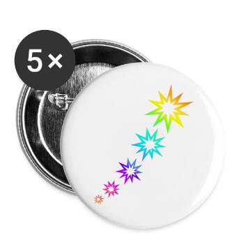 Bunte Sterne - Buttons groß 56 mm (5er Pack) - Weiß - Vorne