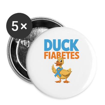 Duck Fiabetes Duck Diabetes Awareness Blue Ribbon - Buttons large 2.2''/56 mm (5-pack) - white - Front