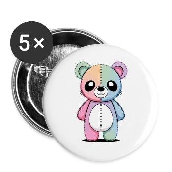 Kawaii Pastel Goth Patched Bear - Lot de 5 grands badges (56 mm) - blanc - Devant