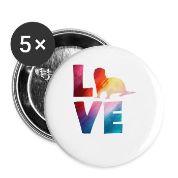 Loutre de mer dessin animé amour coloré - Lot de 5 grands badges (56 mm) - blanc - Devant