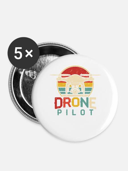Drohne - Buttons groß 56 mm (5er Pack) - Weiß