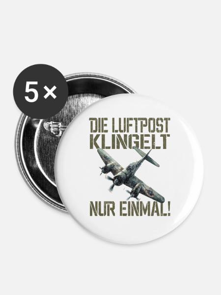Die Luftpost Klingelt Nur Einmal Flugzeug - Buttons groß 56 mm (5er Pack) - Weiß