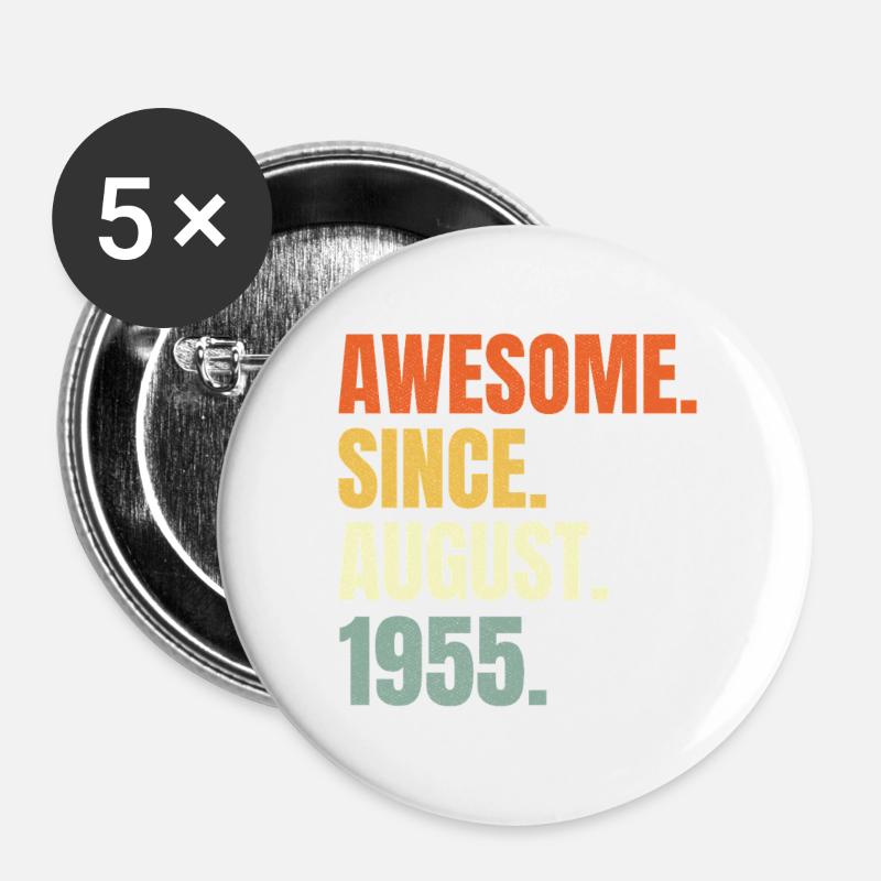 awesome since august 1955 birthday - Buttons large 2.2''/56 mm (5-pack) - white