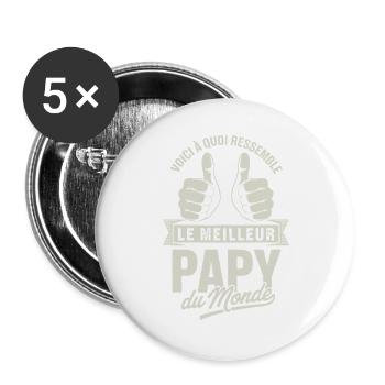 So sieht der beste Opa der Welt aus - Buttons groß 56 mm (5er Pack) - Weiß - Vorne