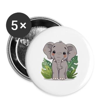Kleiner Elefantenfreund im Dschungel - Buttons groß 56 mm (5er Pack) - Weiß - Vorne