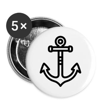 ancre - Lot de 5 grands badges (56 mm) - blanc - Devant