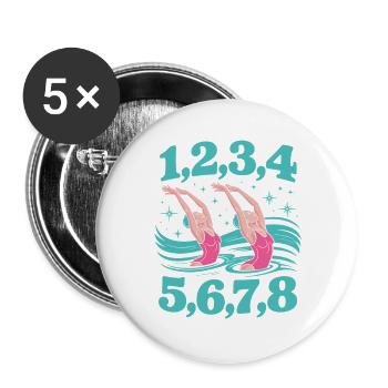 Natation synchronisée Natation artistique Sports nautiques - Lot de 5 grands badges (56 mm) - blanc - Devant