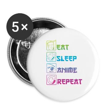 EAT SLEEP ANIME REPEAT - Buttons large 2.2''/56 mm (5-pack) - white - Front