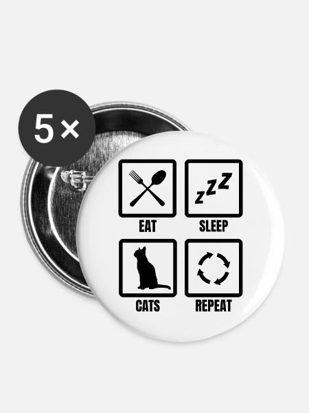 Katzenbesitzer Zeitplan - Buttons groß 56 mm (5er Pack) - Weiß
