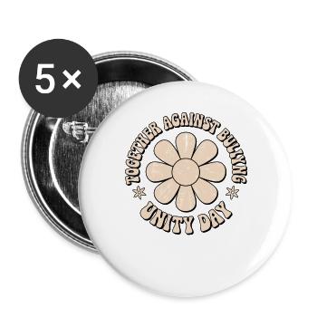 Gemeinsam Gegen Mobbing - Buttons groß 56 mm (5er Pack) - Weiß - Vorne