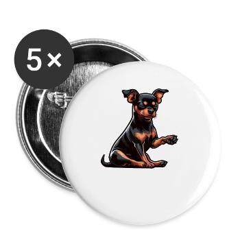 Talk to the Paw Miniature Pinscher Pinscher Minpin - Buttons large 2.2''/56 mm (5-pack) - white - Front