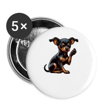 Talk to the Paw Miniature Pinscher Pinscher Minpin - Buttons large 2.2''/56 mm (5-pack) - white - Front