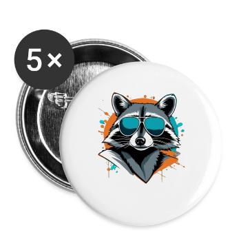 Raccoon with sunglasses street style - Buttons large 2.2''/56 mm (5-pack) - white - Front