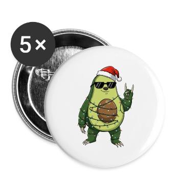 Süß Avocado mit Weihnachtsmann Lichterkette  - Buttons groß 56 mm (5er Pack) - Weiß - Vorne