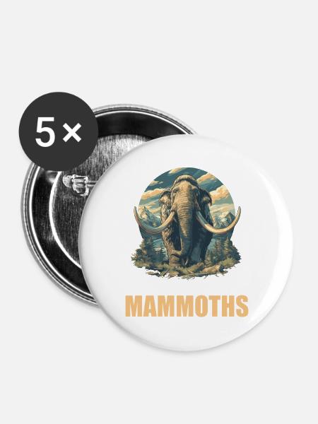 Mammuts Mammut - Buttons groß 56 mm (5er Pack) - Weiß