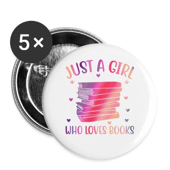 Just a girl who loves books - Buttons large 2.2''/56 mm (5-pack) - white - Front