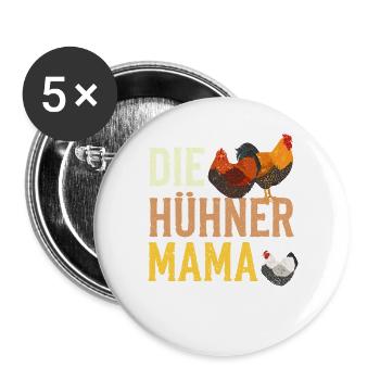 Die Hühner Mama Muttertag Mutterschaft Mama - Buttons groß 56 mm (5er Pack) - Weiß - Vorne