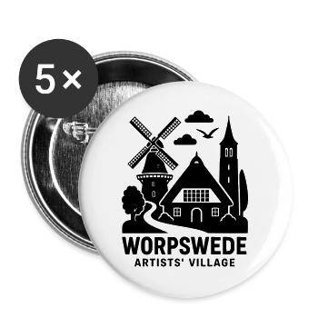 worpswede künstlerdorf - Buttons groß 56 mm (5er Pack) - Weiß - Vorne