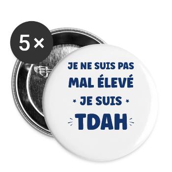 ADHS-Slogan nicht schlecht - Buttons groß 56 mm (5er Pack) - Weiß - Vorne