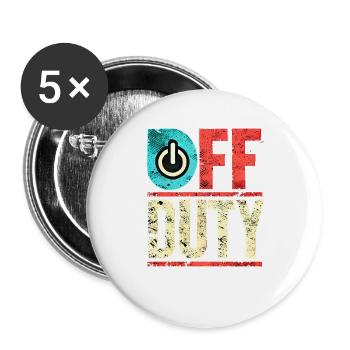 Off Duty Power Button Vintage, Mom and Dad - Buttons large 2.2''/56 mm (5-pack) - white - Front