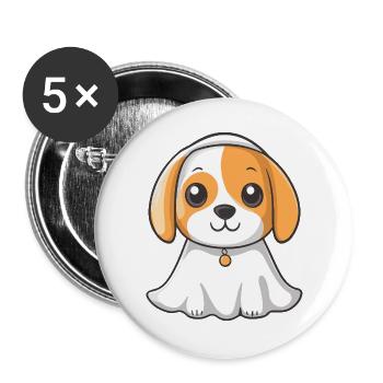 Beagle Hund Halloween Geist - Buttons groß 56 mm (5er Pack) - Weiß - Vorne