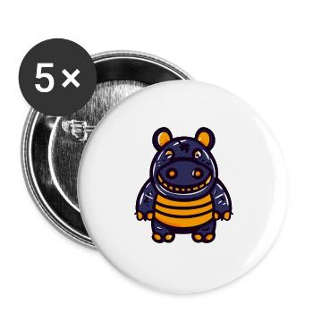 Nilpferd Halloween Zombie - Buttons groß 56 mm (5er Pack) - Weiß - Vorne