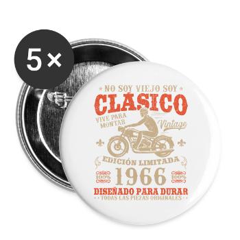 Klassisches 60 Jahre altes 1966 Vintage Motorrad Geschenk - Buttons groß 56 mm (5er Pack) - Weiß - Vorne