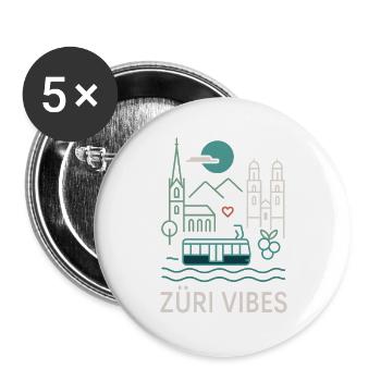 Zürich Vibes Tram Berge See - Buttons groß 56 mm (5er Pack) - Weiß - Vorne