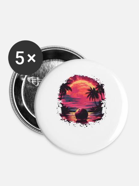 Kegelbahn Steamwave - Buttons groß 56 mm (5er Pack) - Weiß
