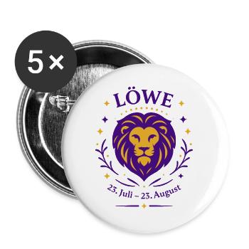 Sternzeichen Löwe - Buttons groß 56 mm (5er Pack) - Weiß - Vorne