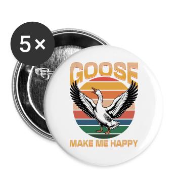 Funny Bird Goose - Buttons large 2.2''/56 mm (5-pack) - white - Front