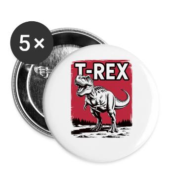 T-Rex Red Landscape Graphic - Buttons large 2.2''/56 mm (5-pack) - white - Front