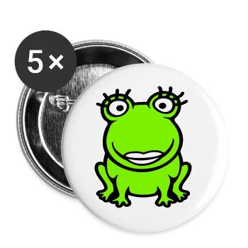 Frog Girl Eyelashes Pretty Woman Female Girl - Buttons large 2.2''/56 mm (5-pack) - white - Front