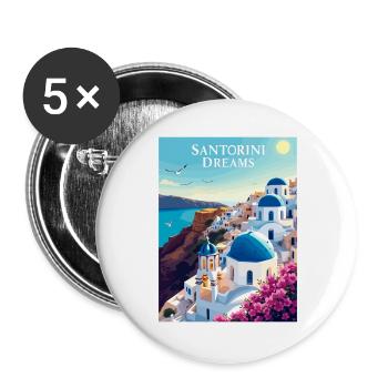 Santorini Dreams - Buttons large 2.2''/56 mm (5-pack) - white - Front