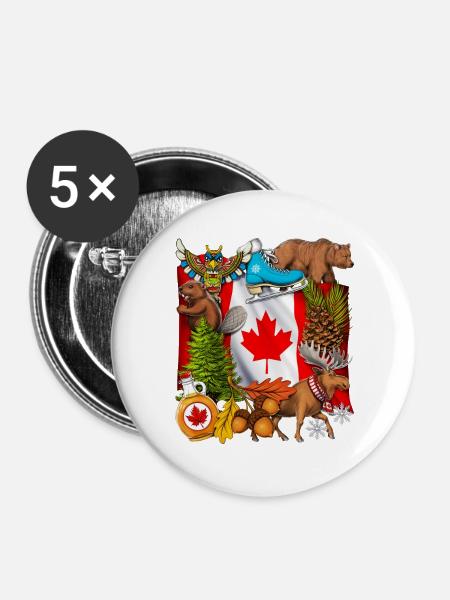 Stolz auf Kanada - Buttons groß 56 mm (5er Pack) - Weiß