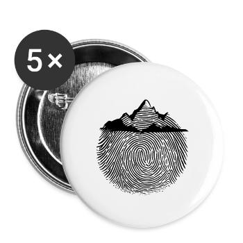 Bergwandern Liebe Klettern - Buttons groß 56 mm (5er Pack) - Weiß - Vorne