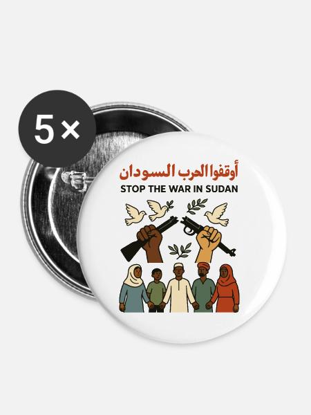 Frieden für den Sudan - Buttons groß 56 mm (5er Pack) - Weiß