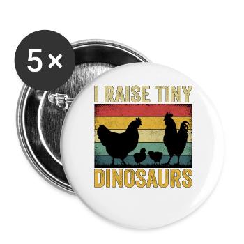 I Raise Tiny Dinosaurs - Buttons groß 56 mm (5er Pack) - Weiß - Vorne