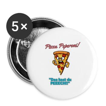 Pizza Pepperoni Angry Slice - Buttons large 2.2''/56 mm (5-pack) - white - Front