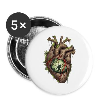 Coeur Bigfoot Jungle - Lot de 5 grands badges (56 mm) - blanc - Devant