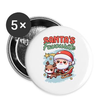 Christmas Outfit with Santa Claus and Reindeer - Buttons large 2.2''/56 mm (5-pack) - white - Front