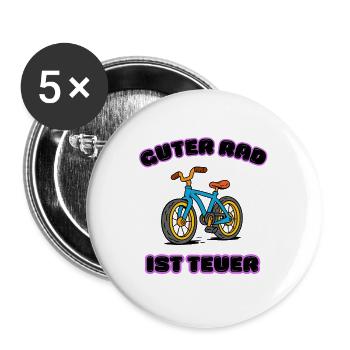 Bonne roue est chère dessin animé blague Proverbe - Lot de 5 grands badges (56 mm) - blanc - Devant