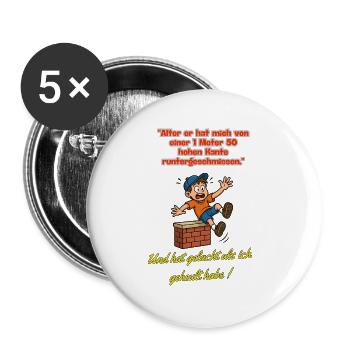 Kante Sprung Lachflash - Buttons groß 56 mm (5er Pack) - Weiß - Vorne