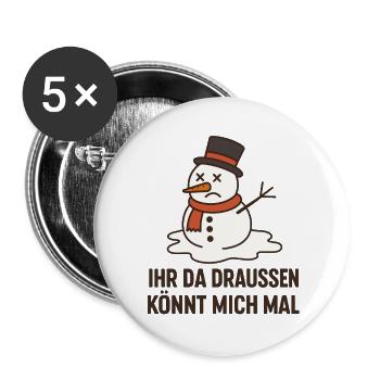Kummer Schneemann Spruchdesign Weihnachten Santa - Buttons groß 56 mm (5er Pack) - Weiß - Vorne