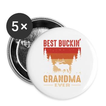 Hunter Grandma Gifts Hunting Hunting Hunter Exam - Buttons large 2.2''/56 mm (5-pack) - white - Front
