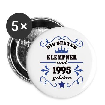 Klempner Geburtstag Jahrgang 1995 Kollege Geb 95 - Buttons groß 56 mm (5er Pack) - Weiß - Vorne